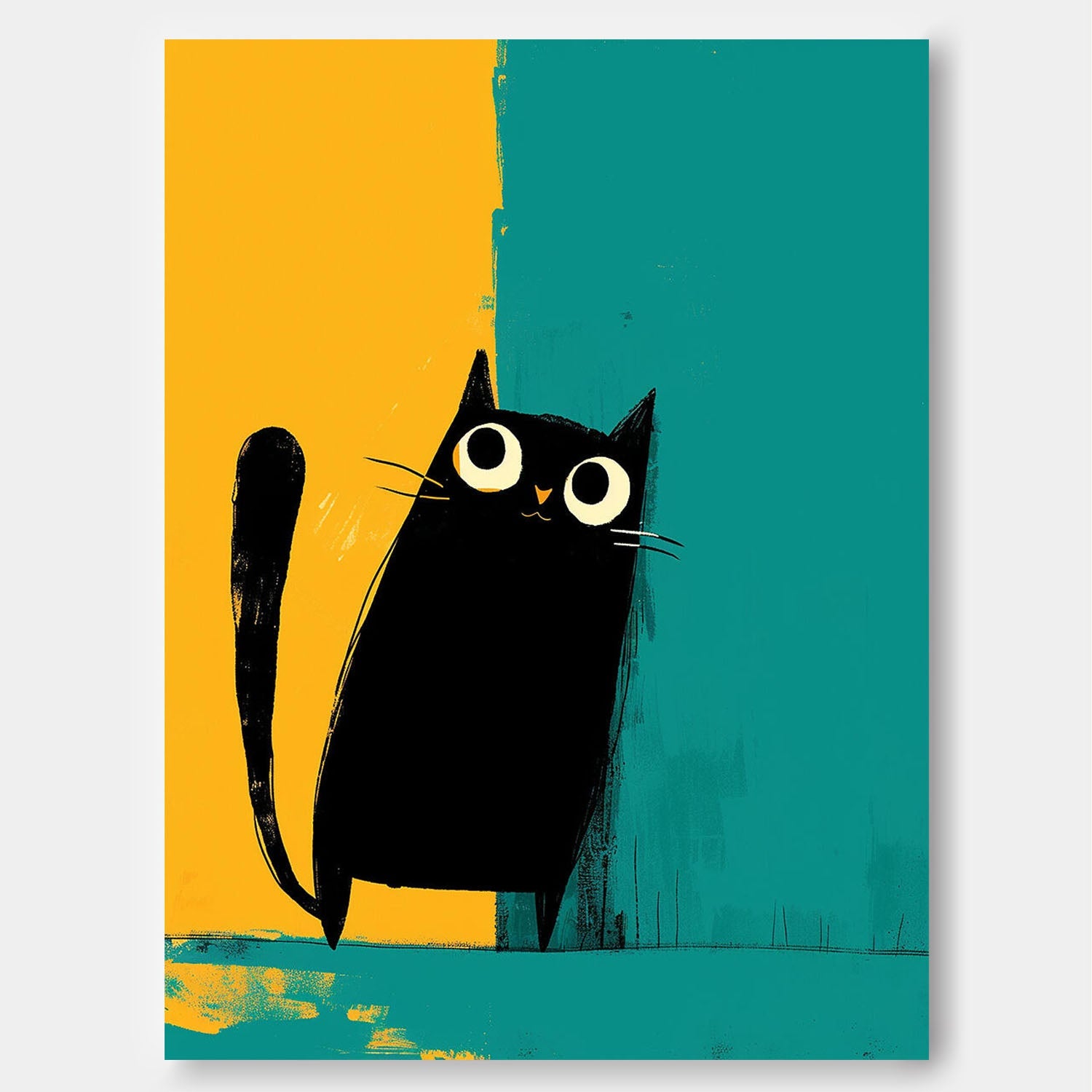 Wall Art Animal Minimalist Cartoon Black Cat