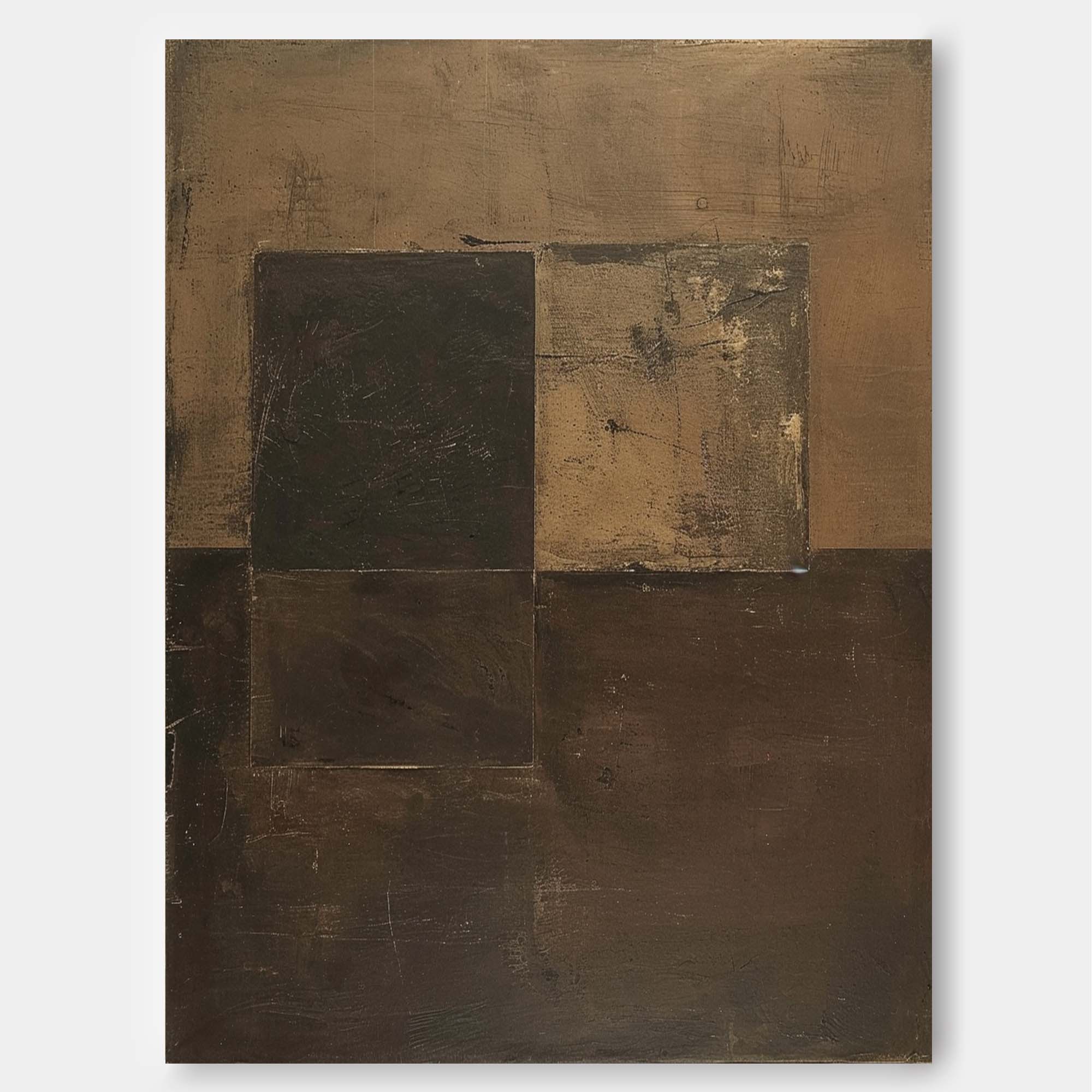 Wall Art Brown Block Abstract Geometric