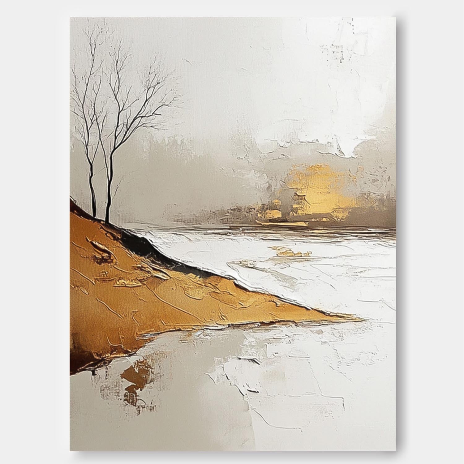 Wall Art Minimalist Riverside Landscape Winter