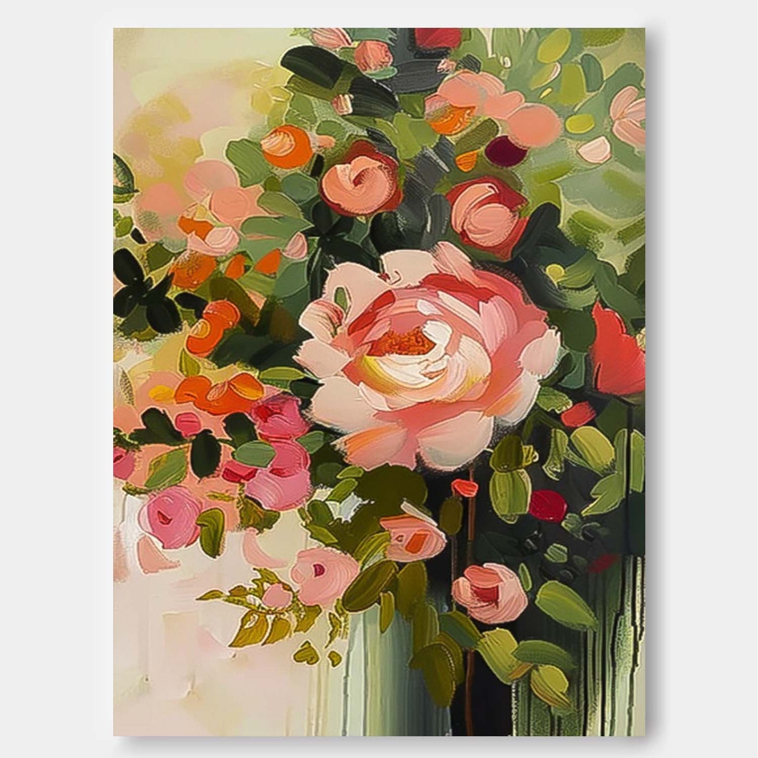 Wall Art Flower Impasto Atmosphere Modern Painterly