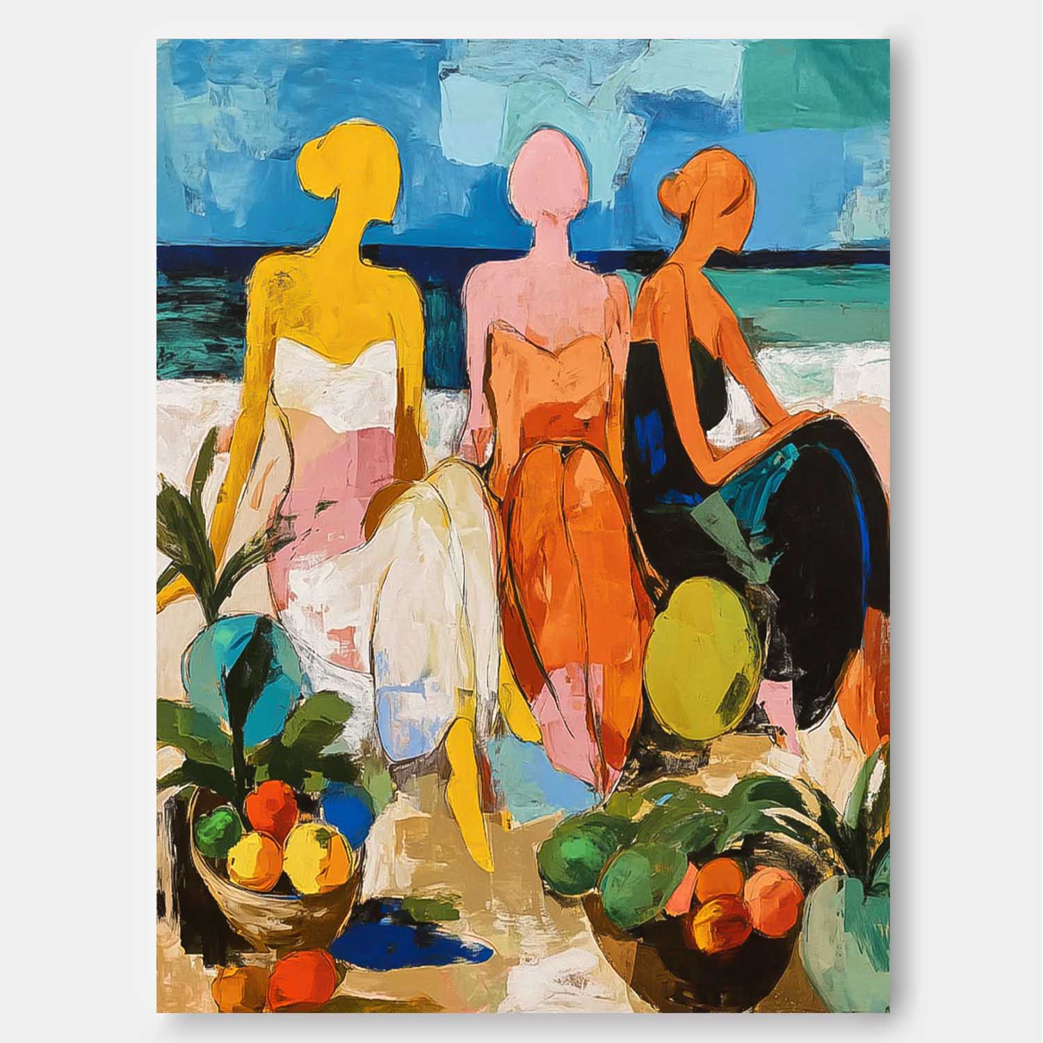 Wall Art People Tropical Island Fruit Joyful
