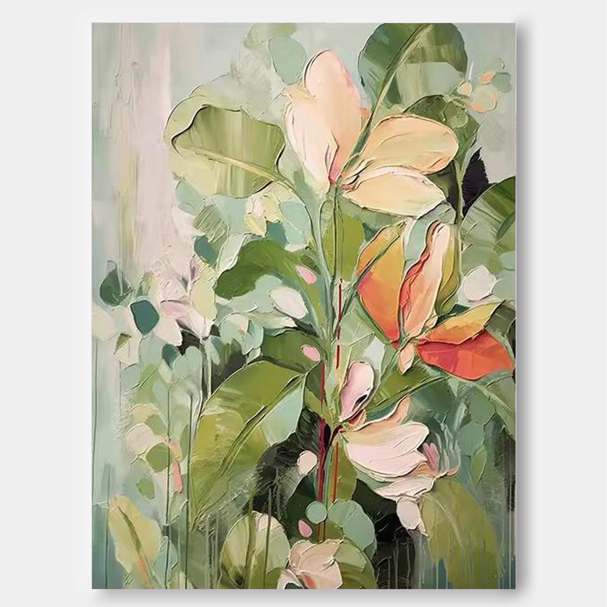 Wall Art Modern Layered Floral Brushwork