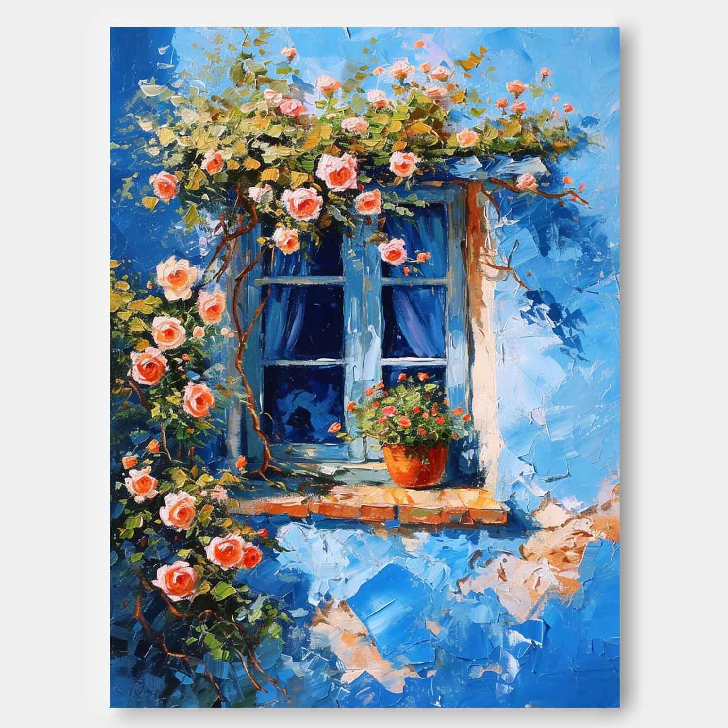 Wall Art Flower Impasto Mediterranean Rustic