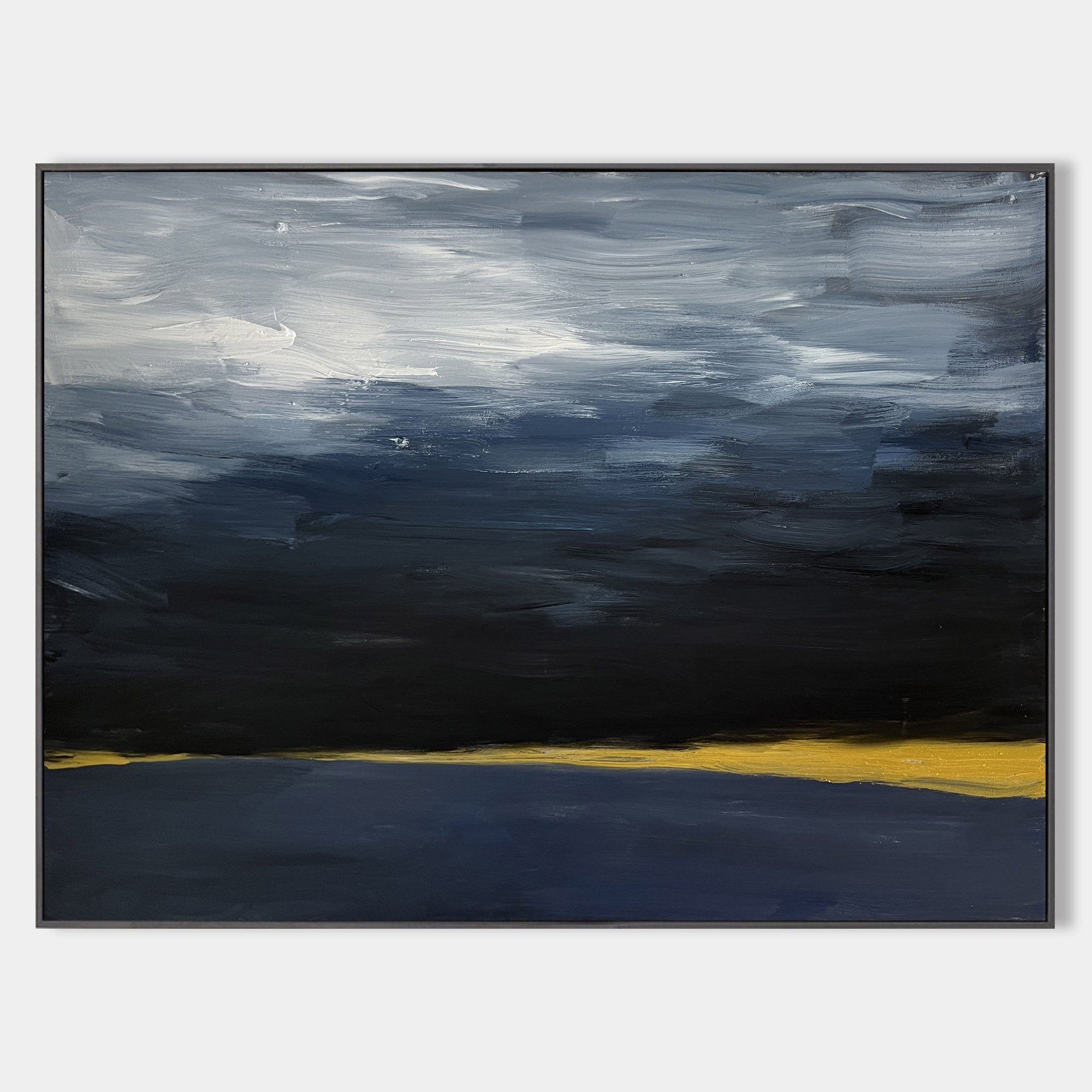Minimalist Blue Black Gold Abstract Art
