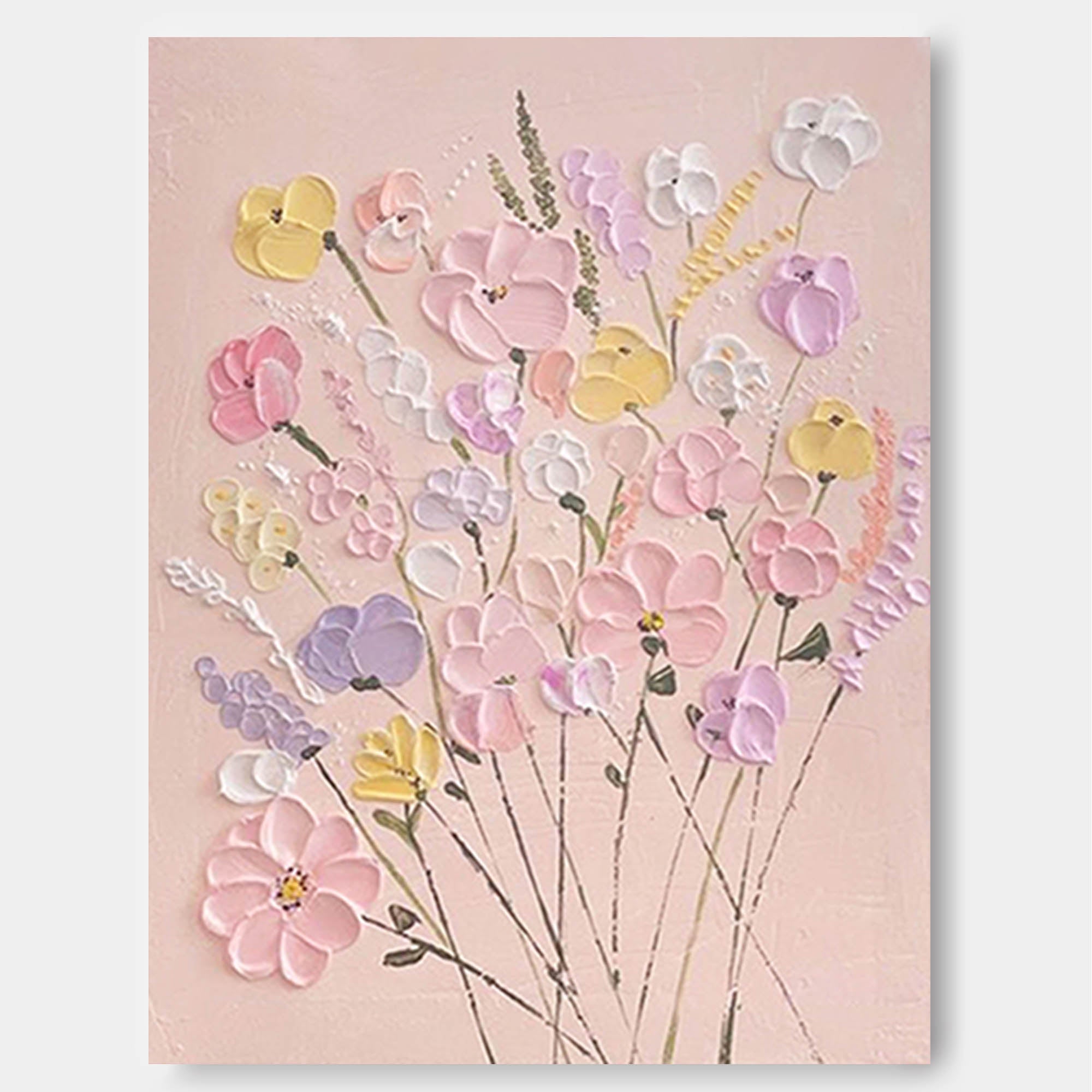 Wall Art Textured Soft Pastel Wildflower