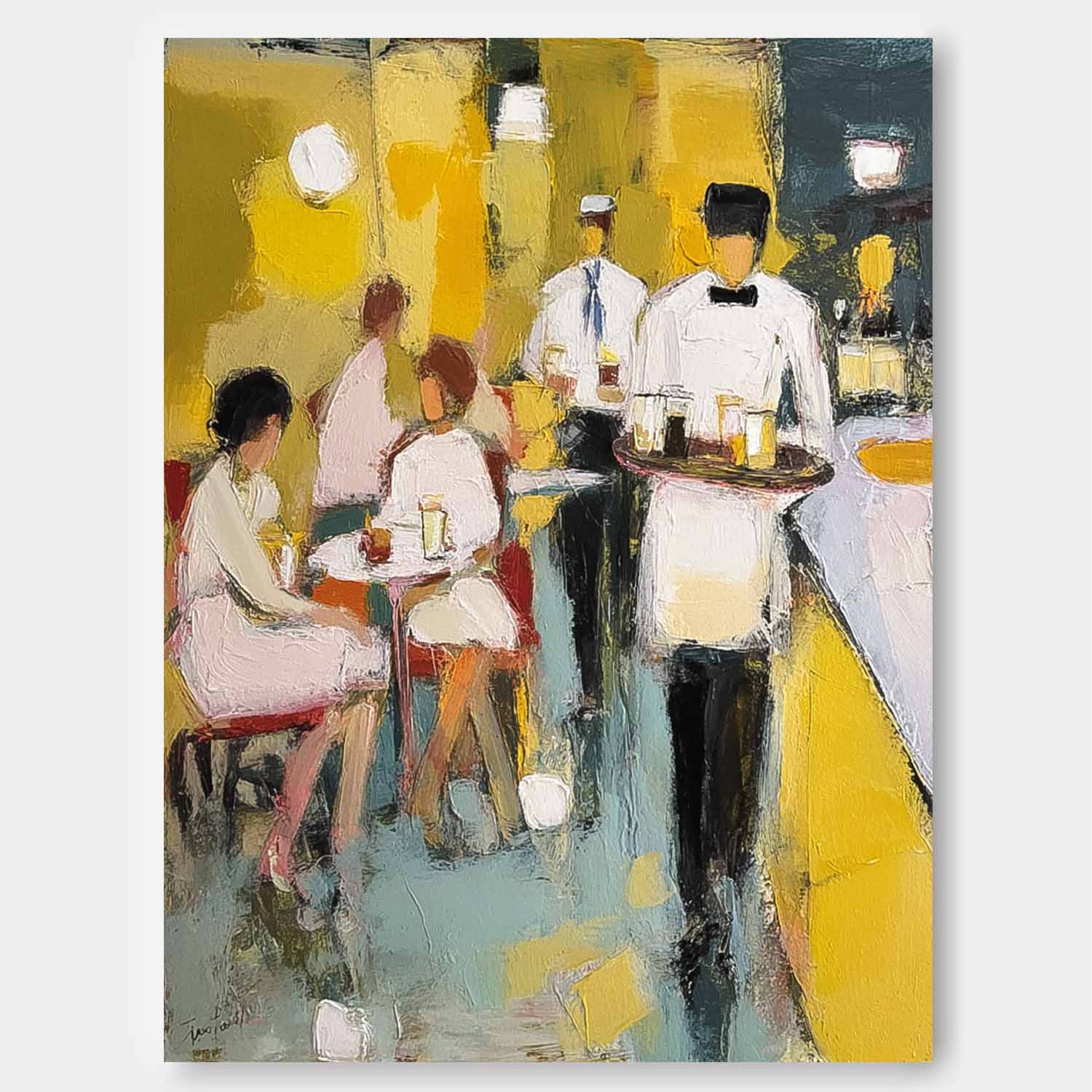 Wall Art People Retro Diner Waiter Scene