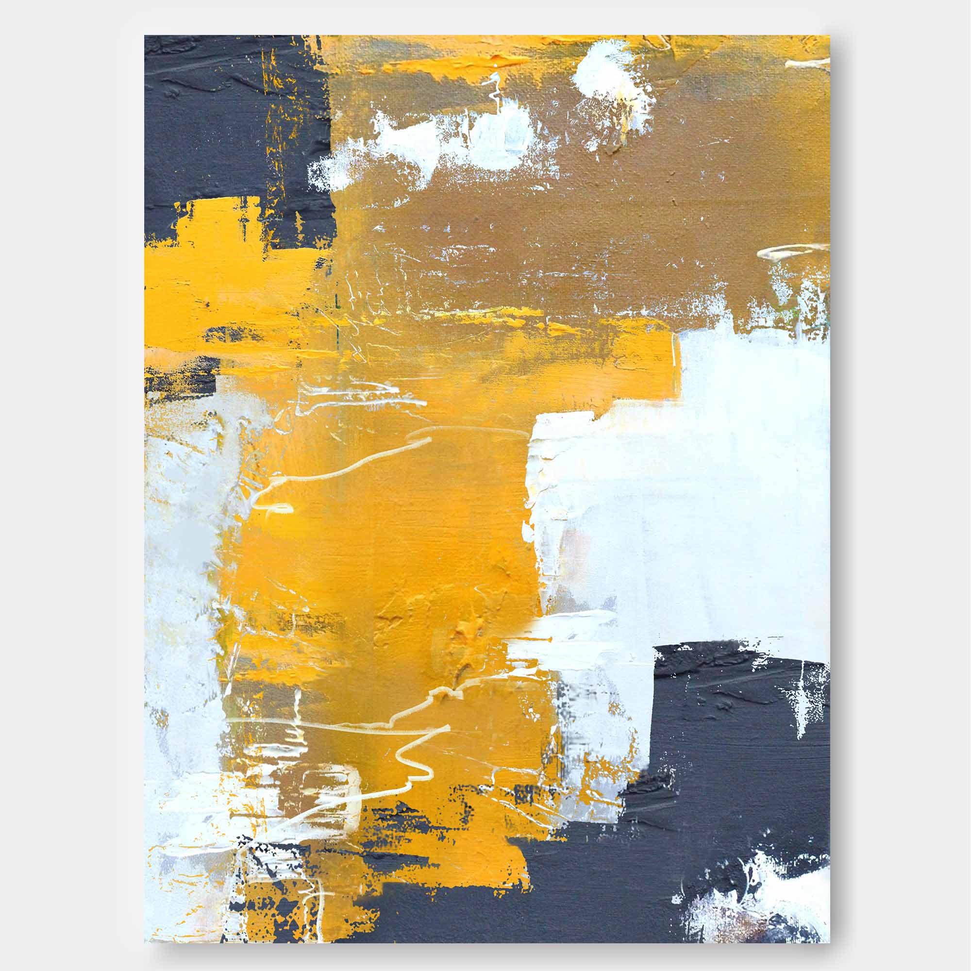 Ochre White Charcoal Textured Canvas
