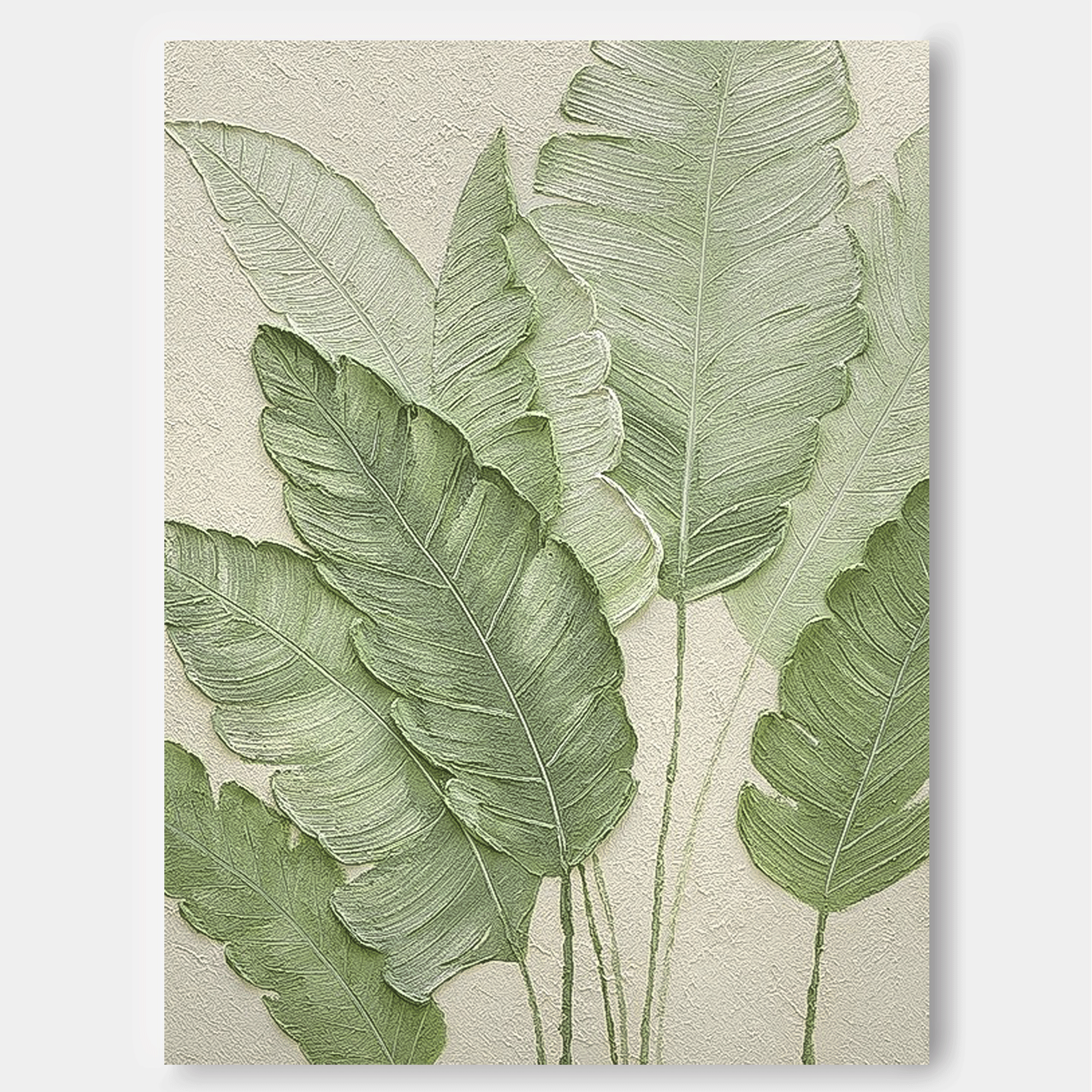 Textured Tropical Leaf Impasto Canvas Wall Art