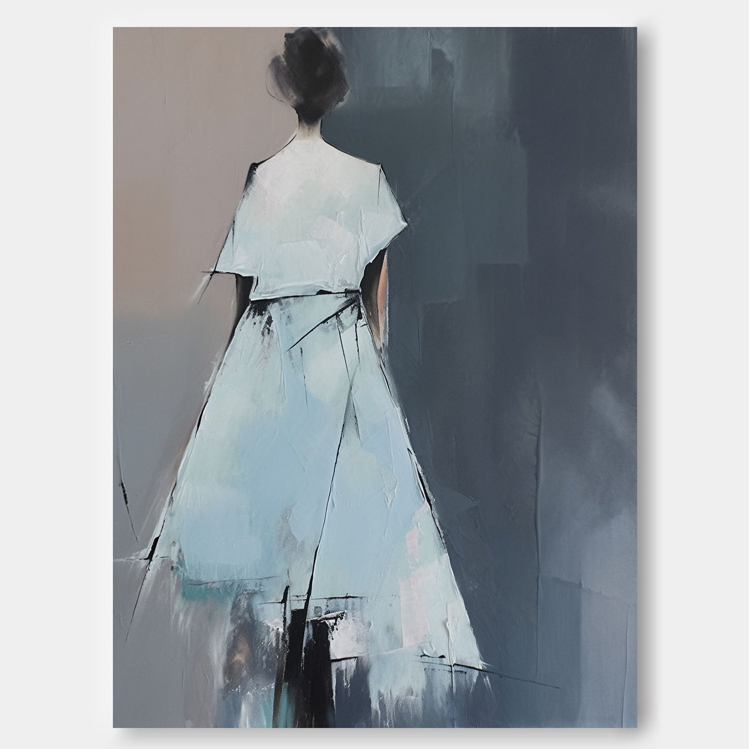 Cool Neutral Palette Lady Figurative Canvas Art