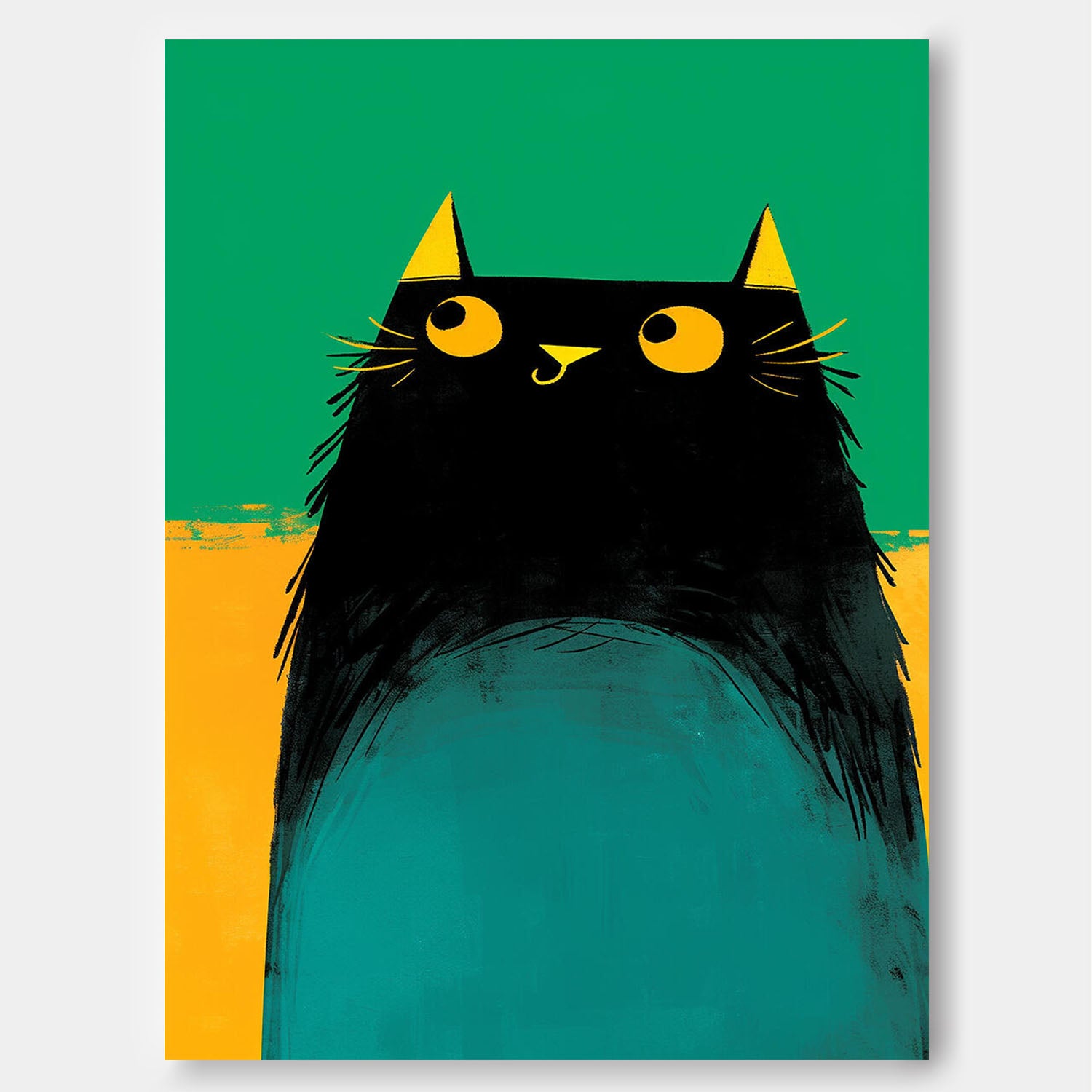 Wall Art Animal Cartoon Cat Painterly Cute