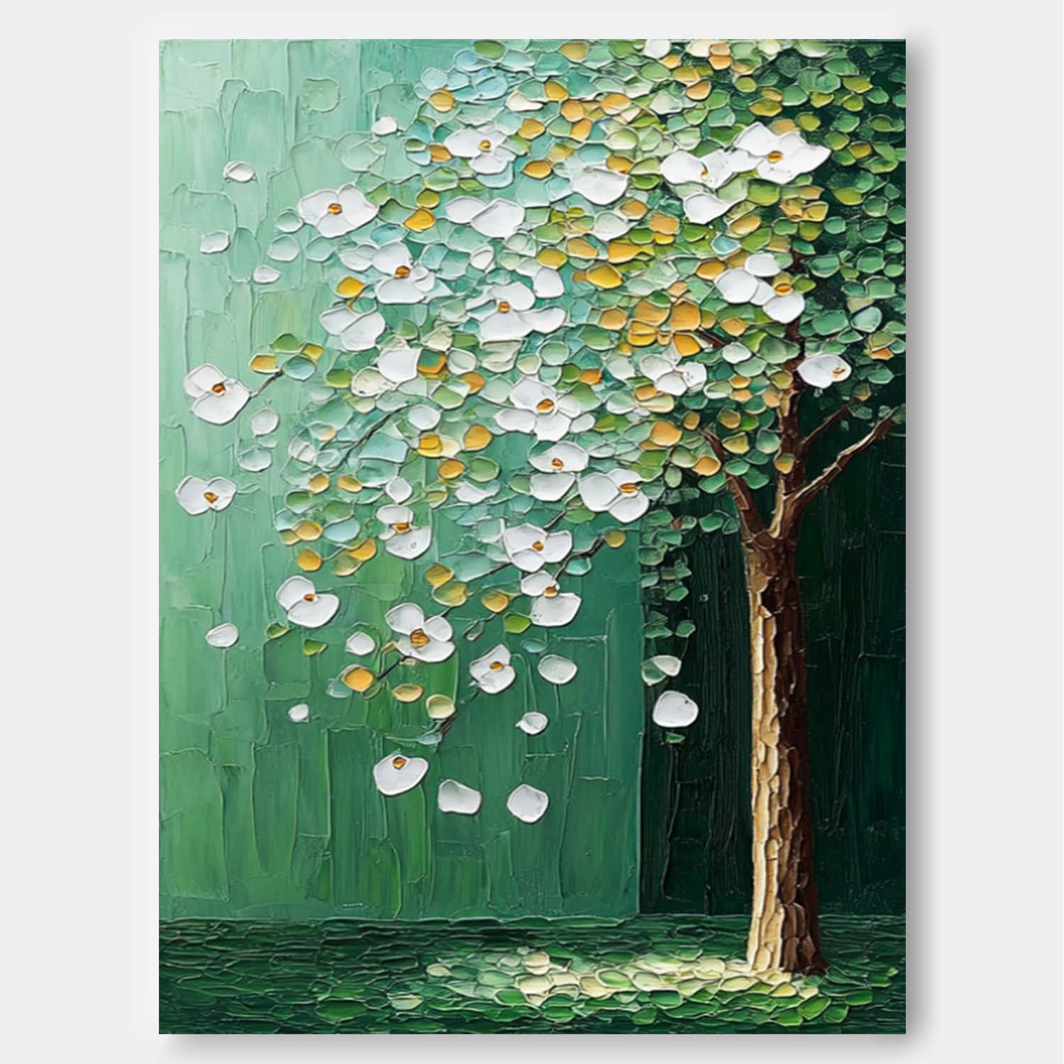 Wall Art White Blossom Tree Botanical Nature Vertical