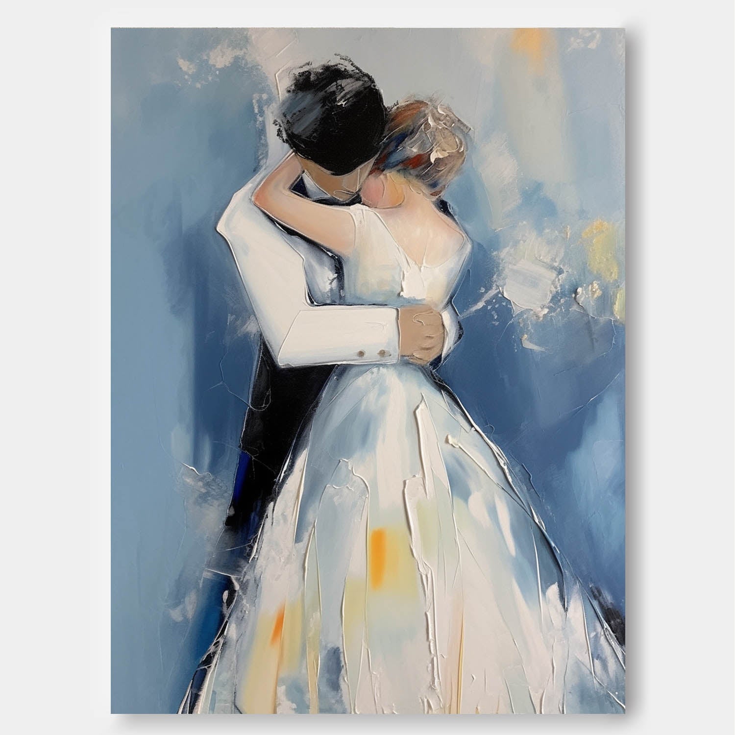 Wall Art Impasto Wedding Couple Romantic Intimate