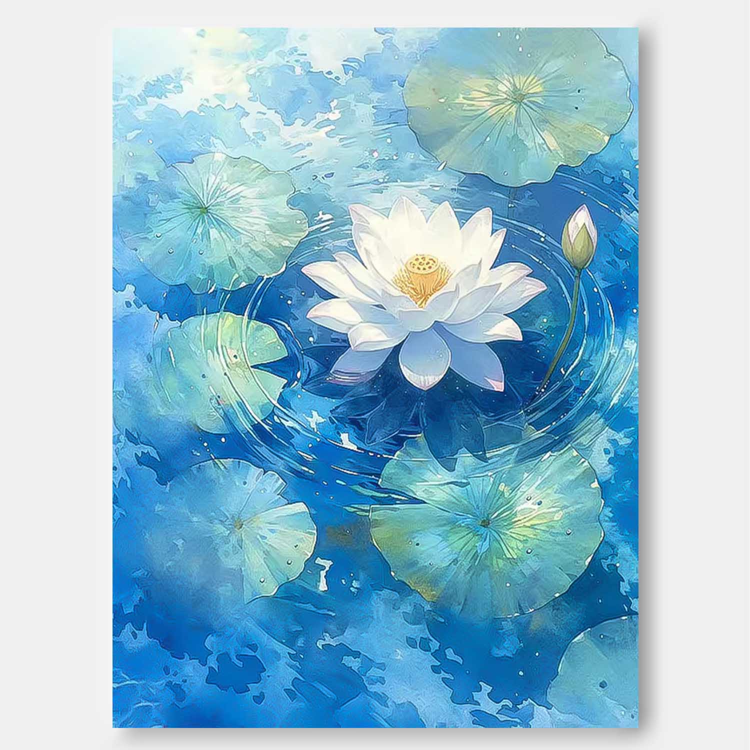 Tranquil White Lotus Pond Canvas Art