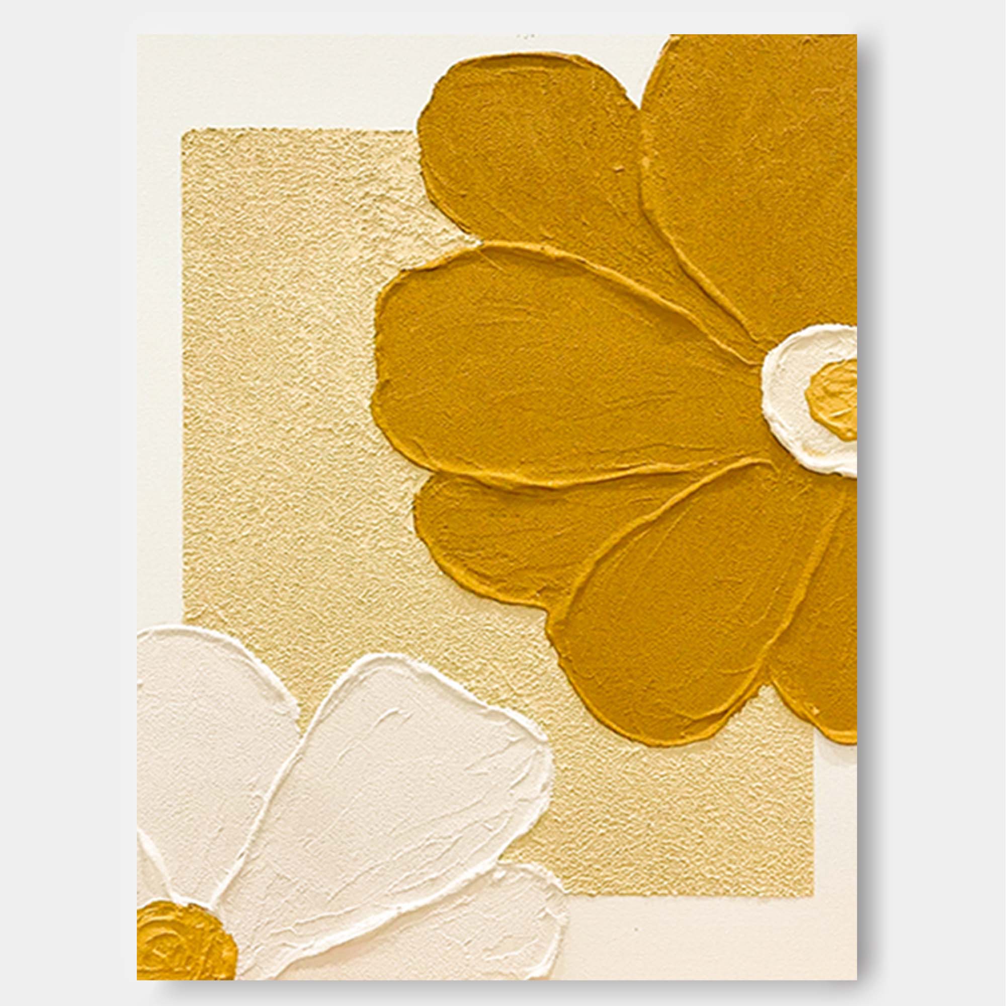 Wall Art Golden Yellow White Daisy Geometric