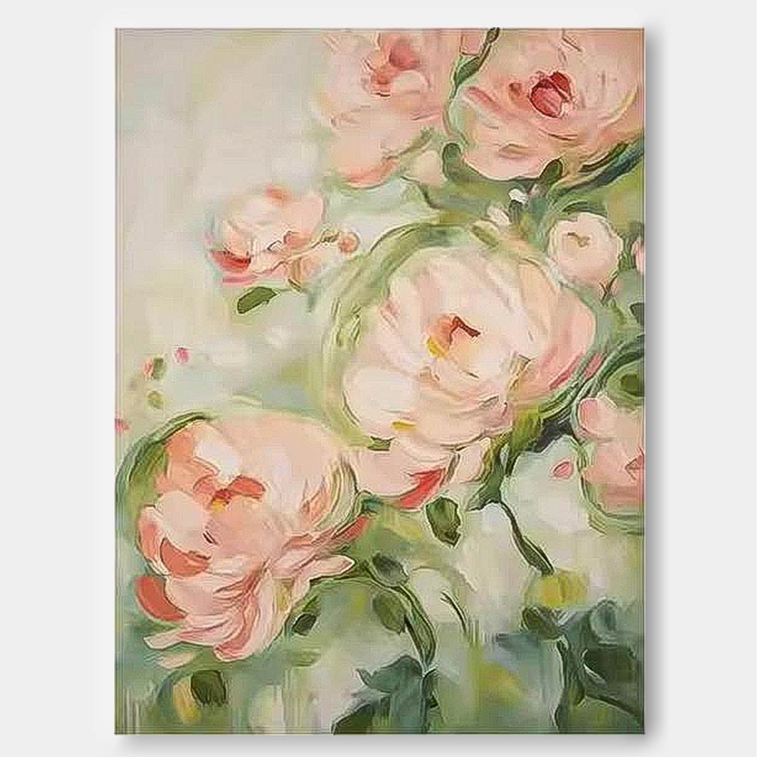 Soft Pink Peony Floral Canvas Wall Art
