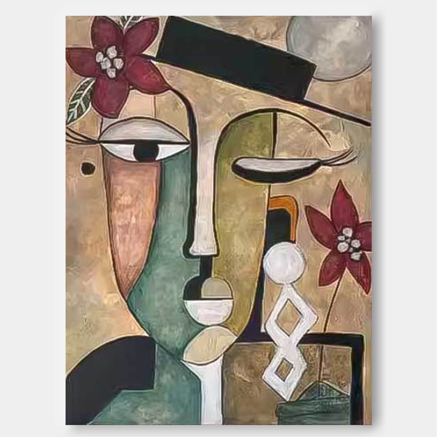 Wall Art Cubist People Geometric Abstract Portrait