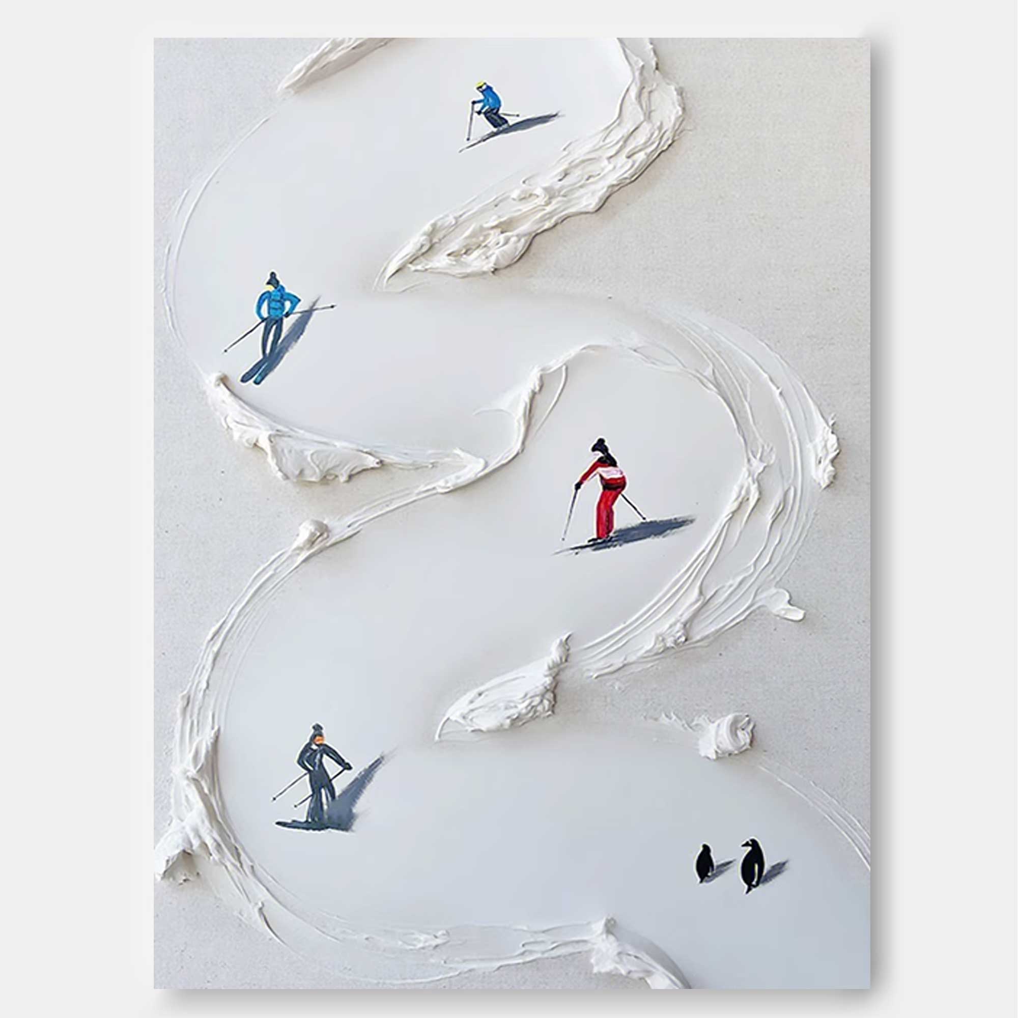 Wall Art Colorful Skiers Abstract Impressionist