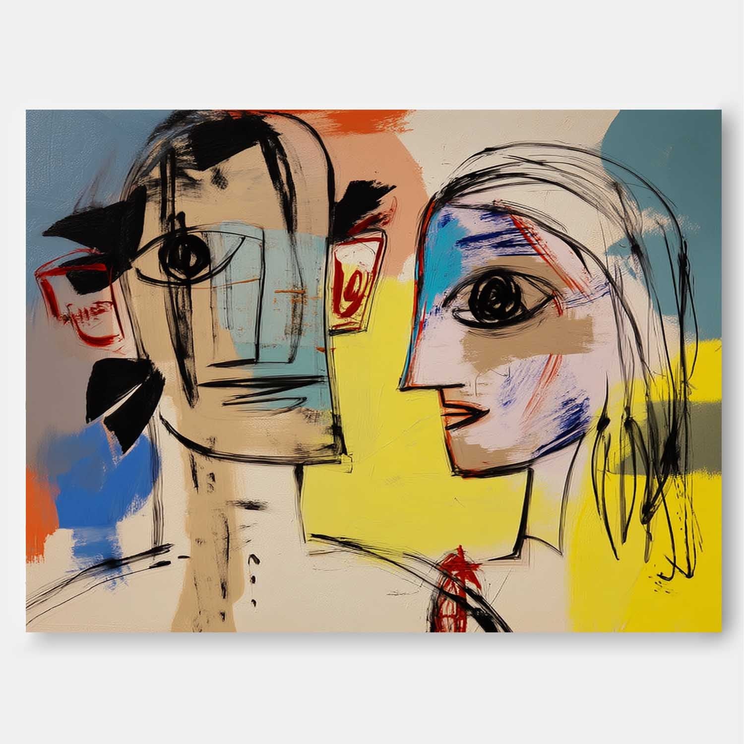 Wall Art Contemporary Cubist Figure Illustration