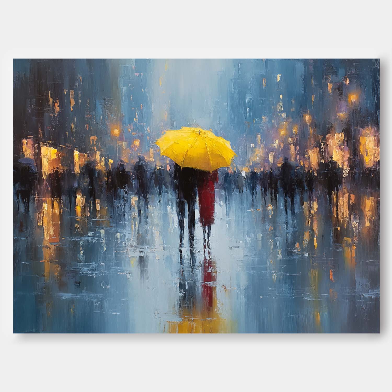 Wall Art People Poignant Romantic Rainy City