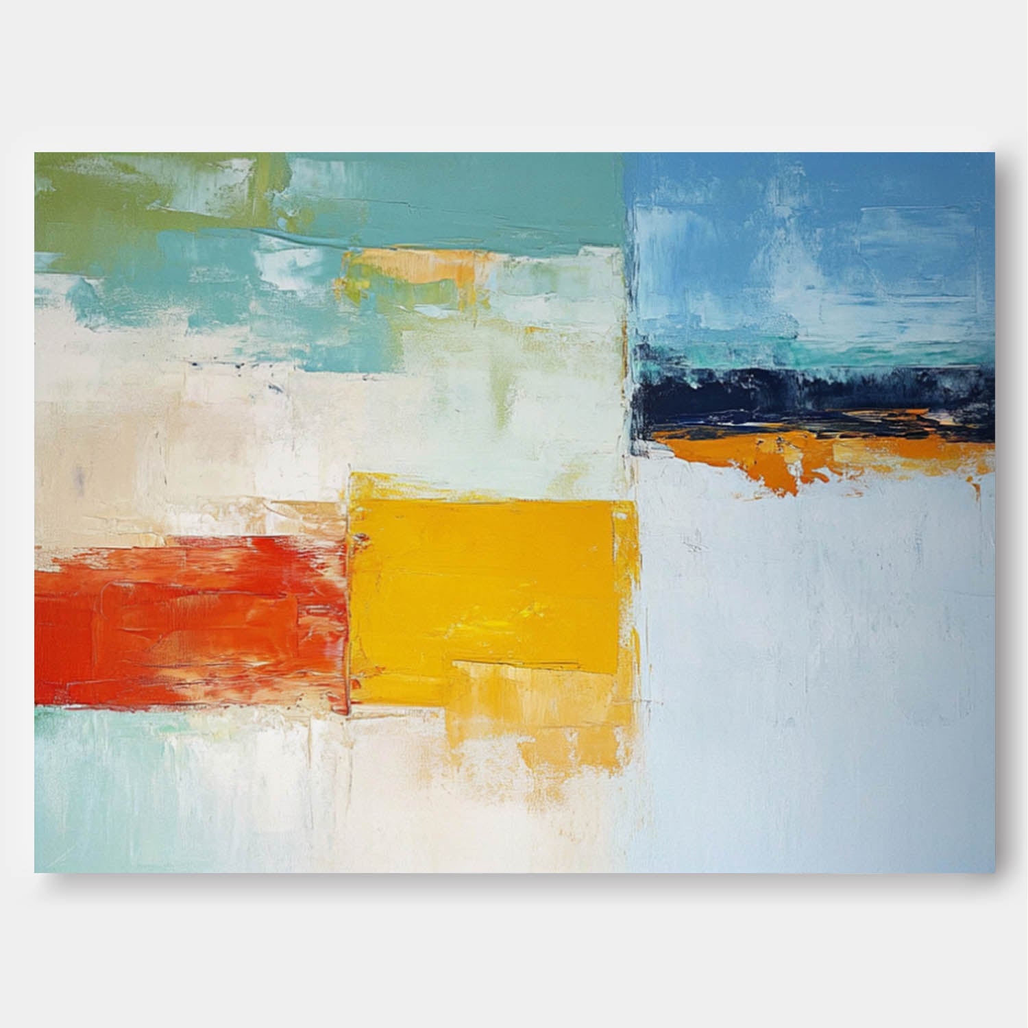Modern Abstract Color Block Oil Painting
