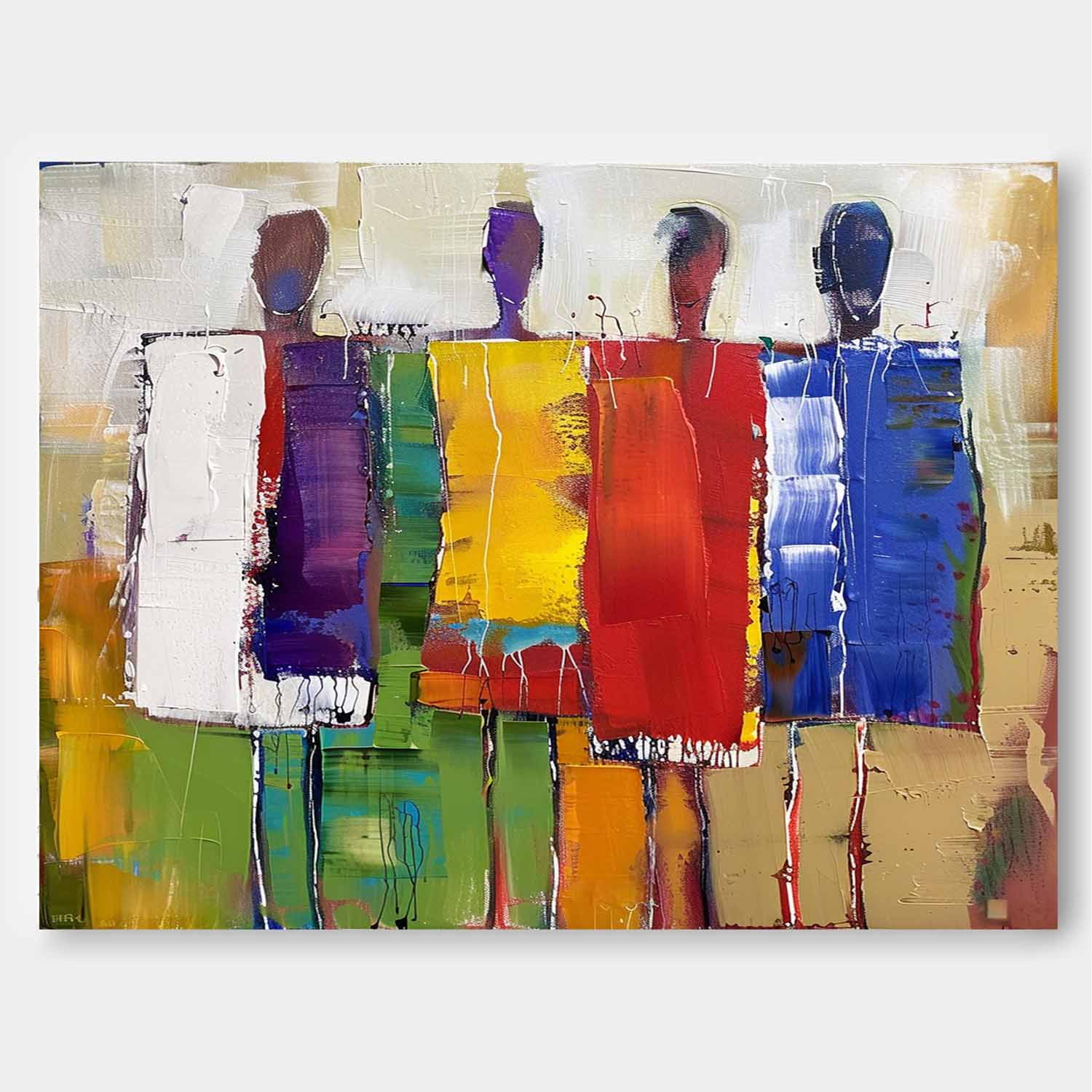 Wall Art Colorful Abstract Four Figures