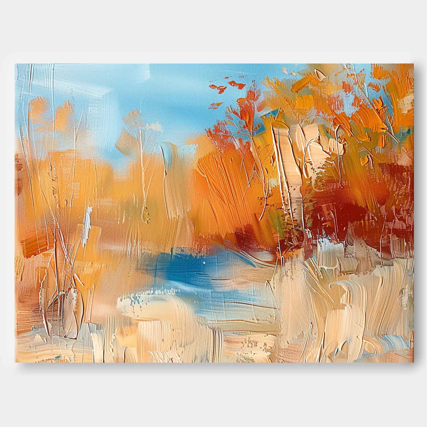 Wall Art Abstract Decor Landscape Impasto Autumn