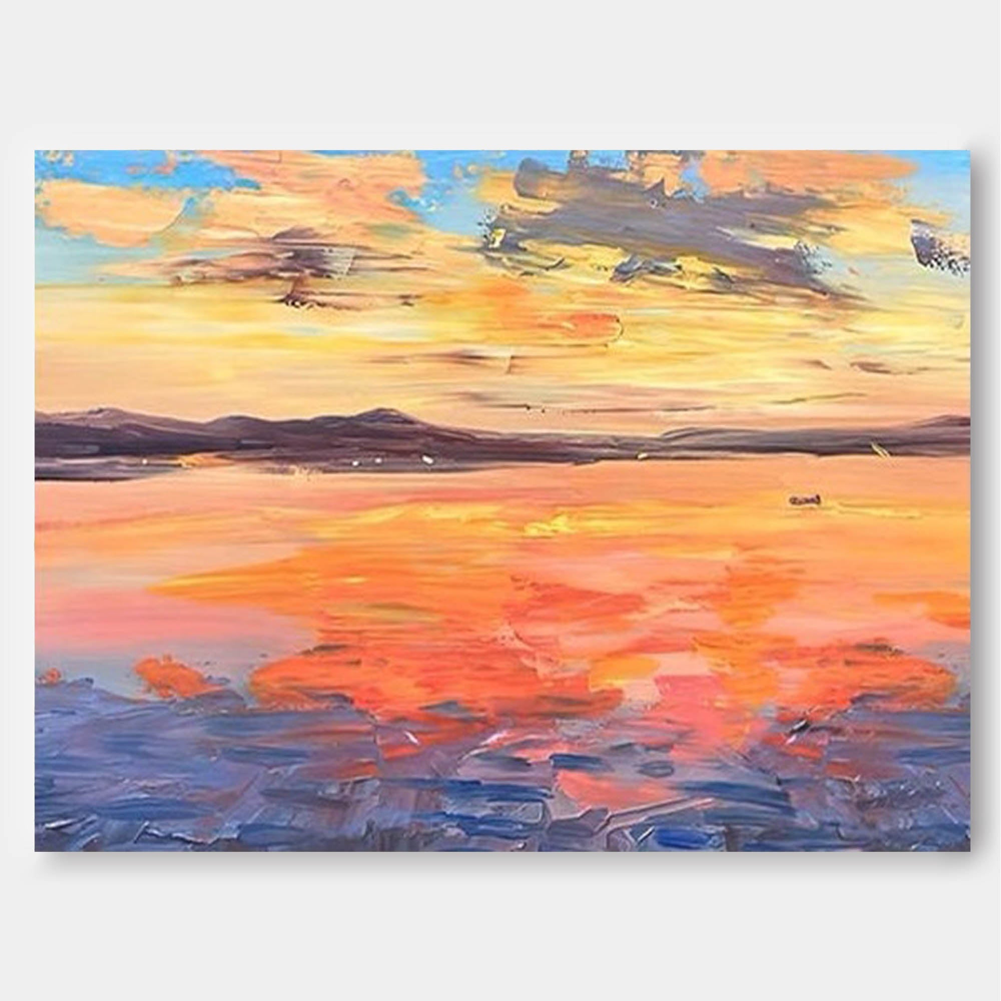 Sunset Ocean Seascape Impasto Canvas Wall Art