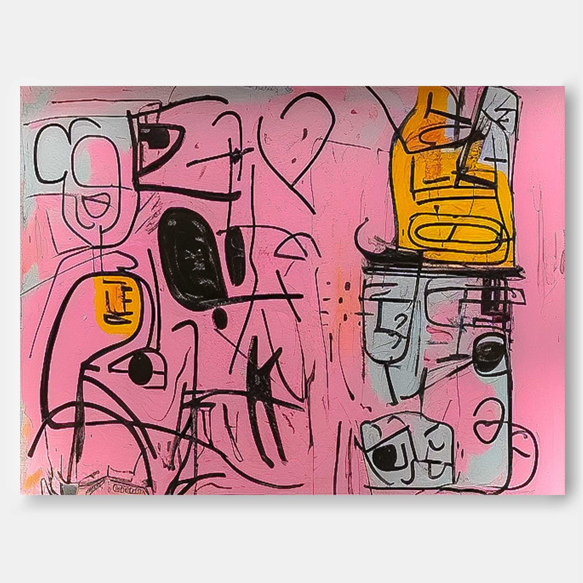 Pink Graffiti Abstract Canvas Wall Art