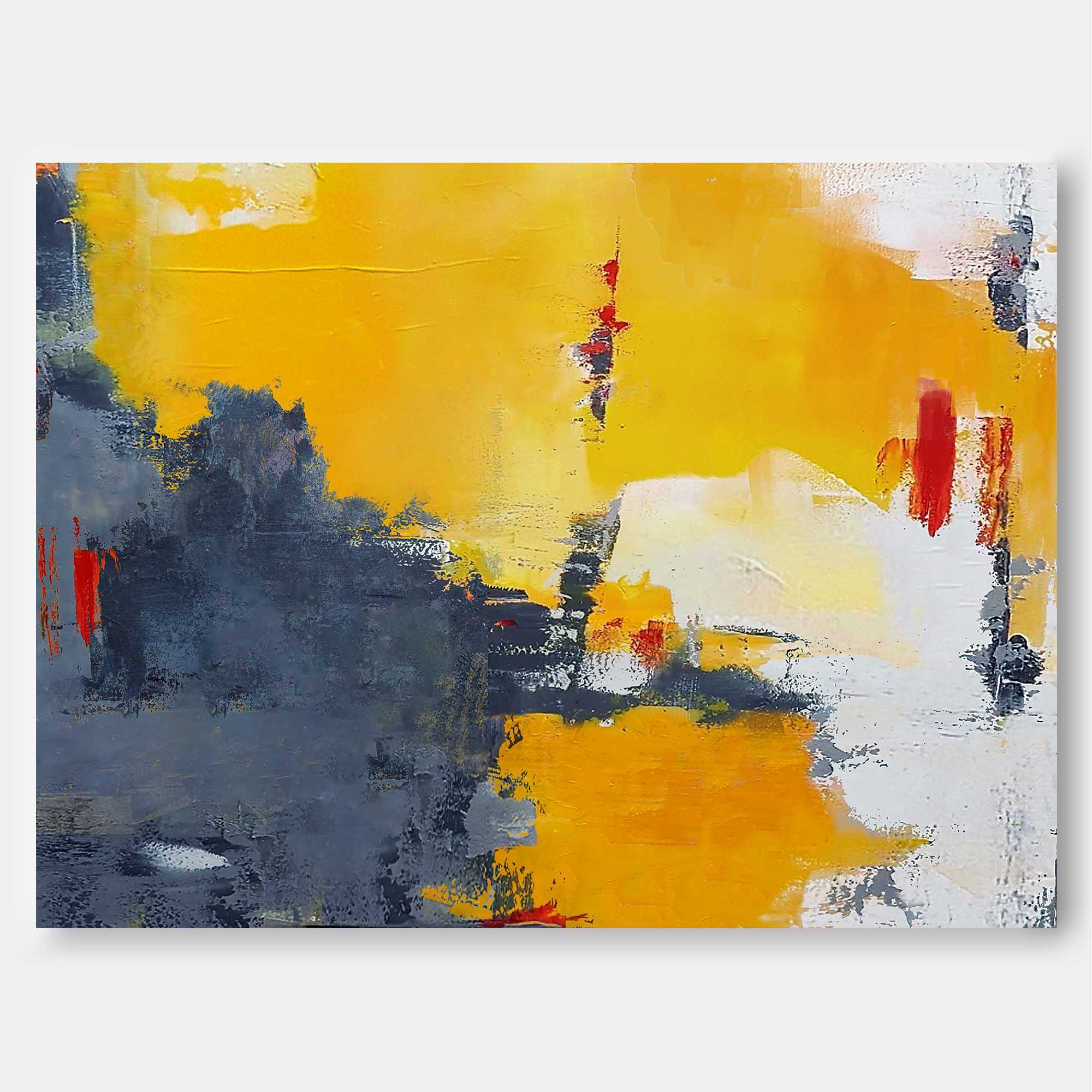 Striking Red Accent Modern Abstract Wall Art