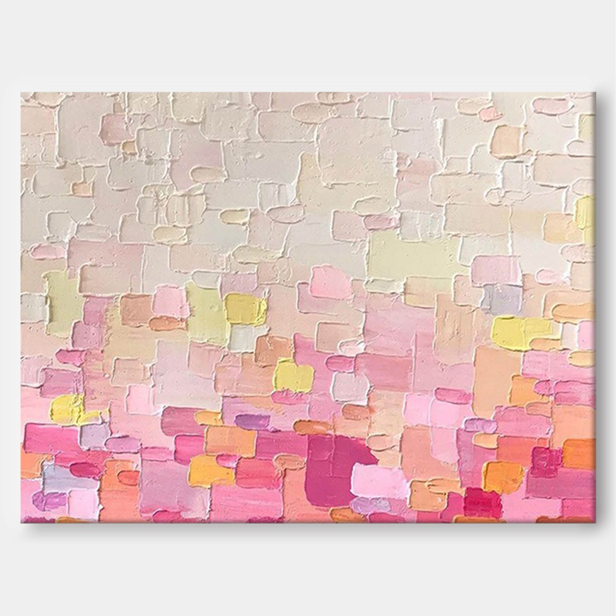 Wall Art Impasto Abstract Pink Gradient Geometric