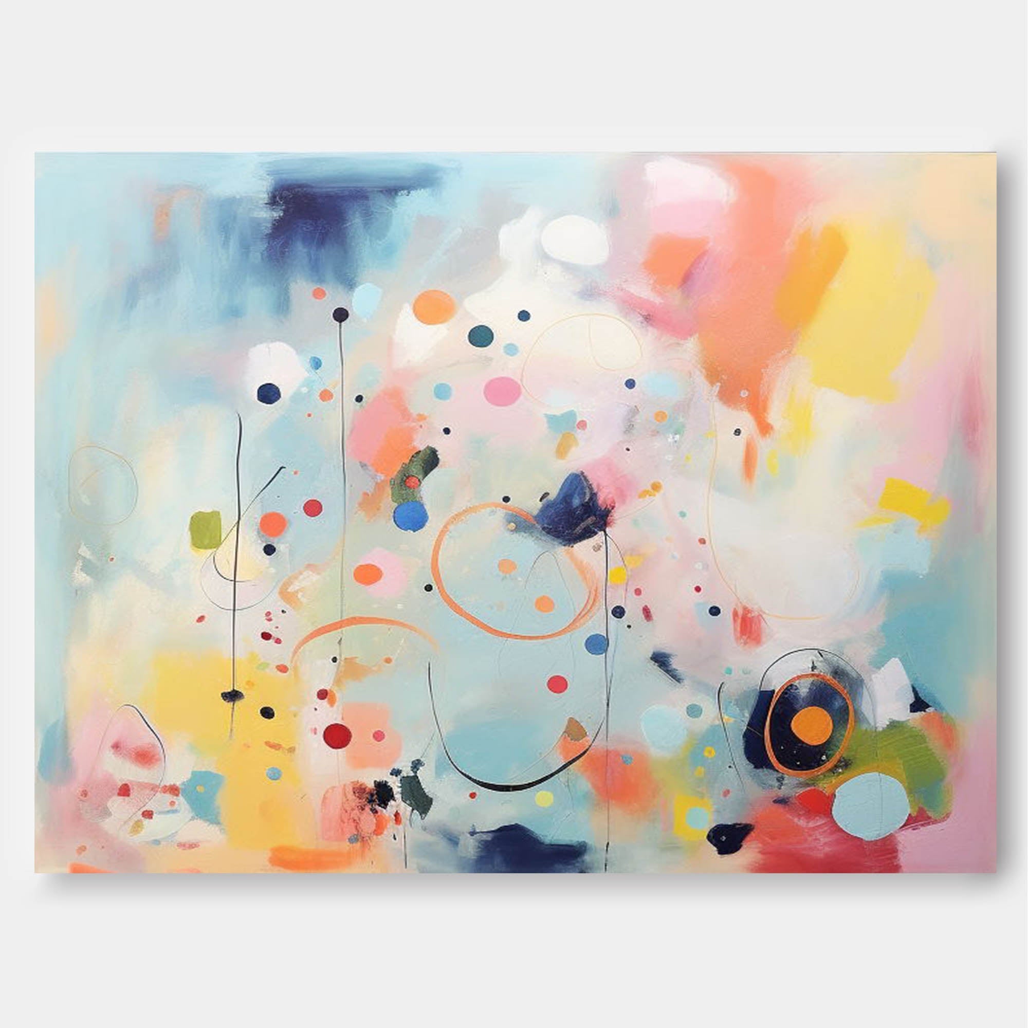 Vibrant Pastel Abstract Canvas Oil Painting