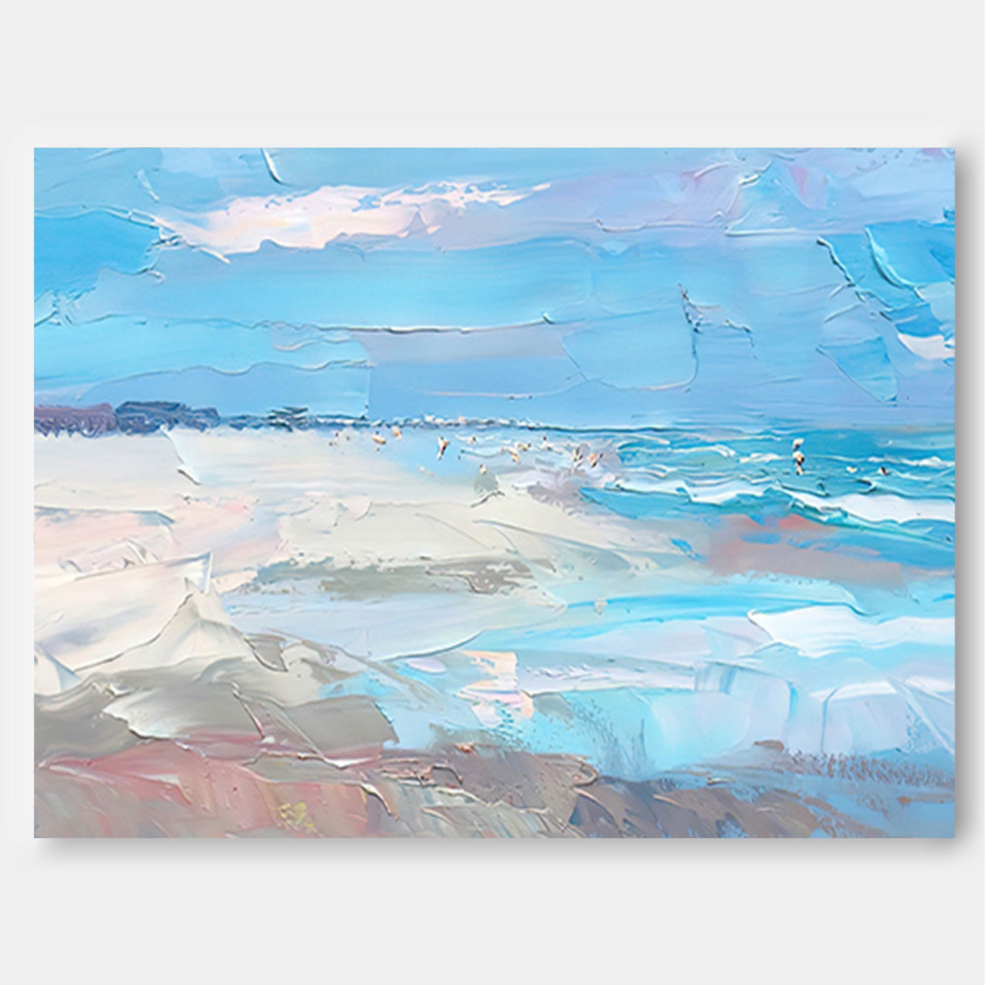 Serene Blue Coastal Abstract Canvas Wall Art