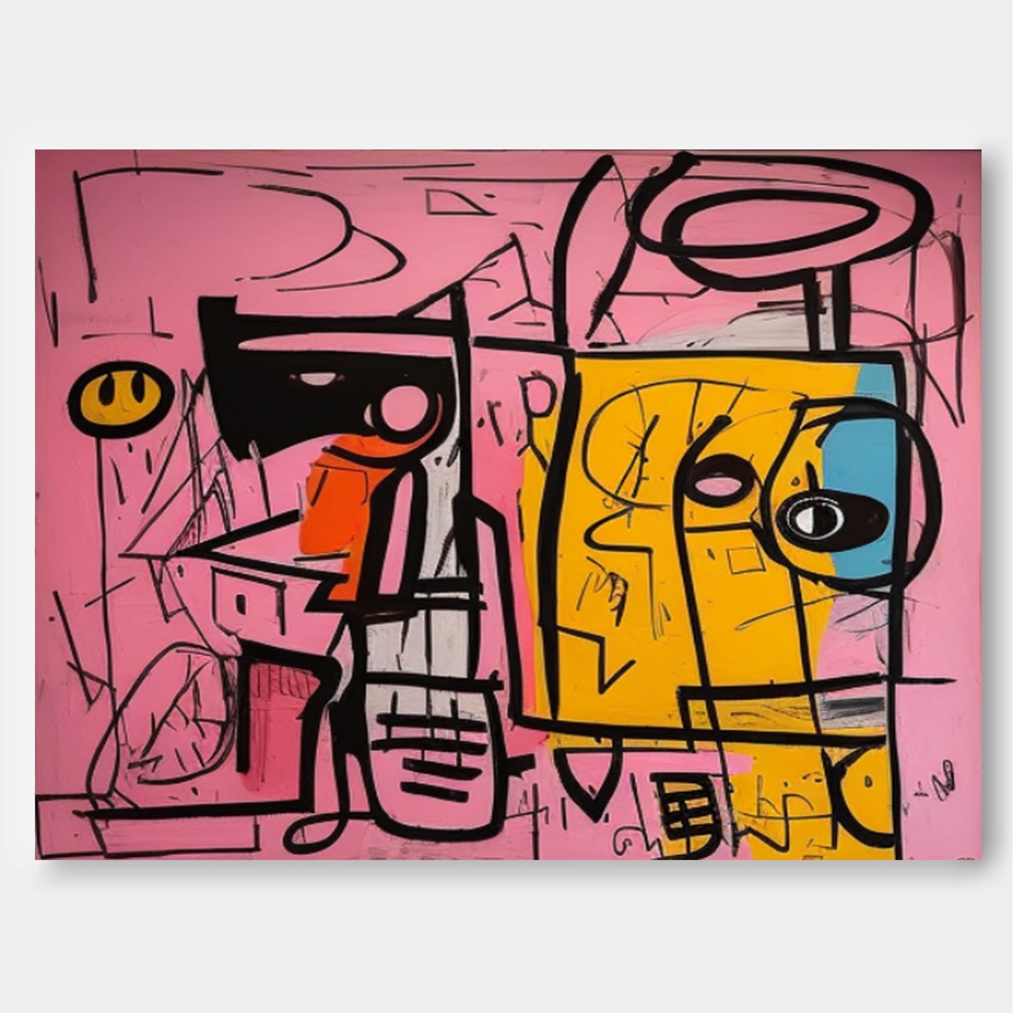 Pink Yellow Graffiti Abstract Canvas Wall Art
