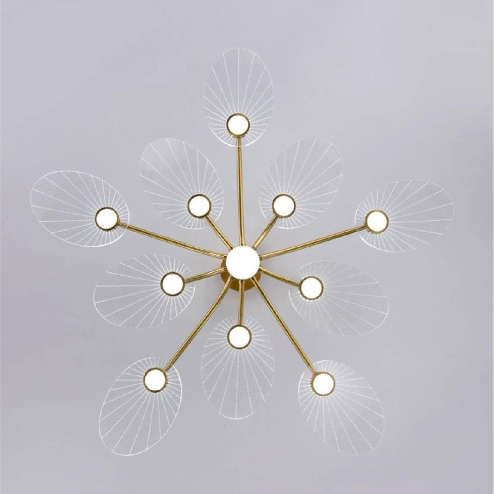 Arisha Art Deco Leaf Metal/Acrylic Chandelier, Gold - Neutralighting
