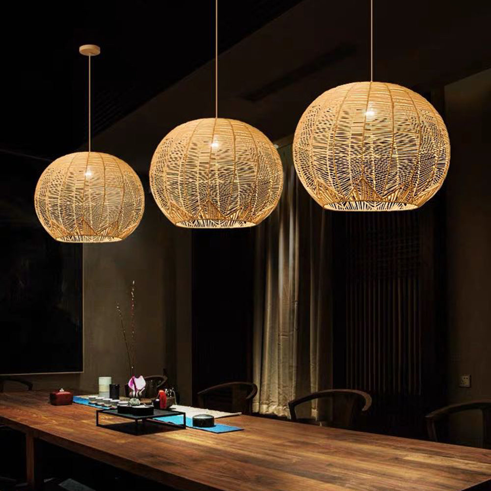 Ritta Designer Round Handmade Rattan Pendant Light, Dining Room - Neutralighting