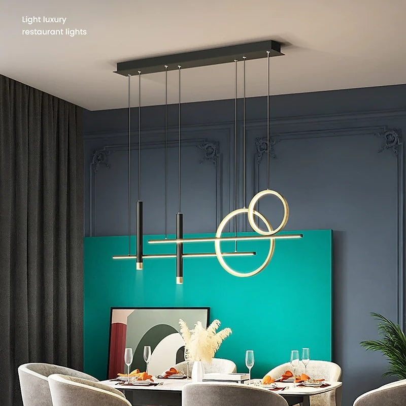 Arisha Modern Pendant Light LED, Double Circle, Gold/Black - Neutralighting