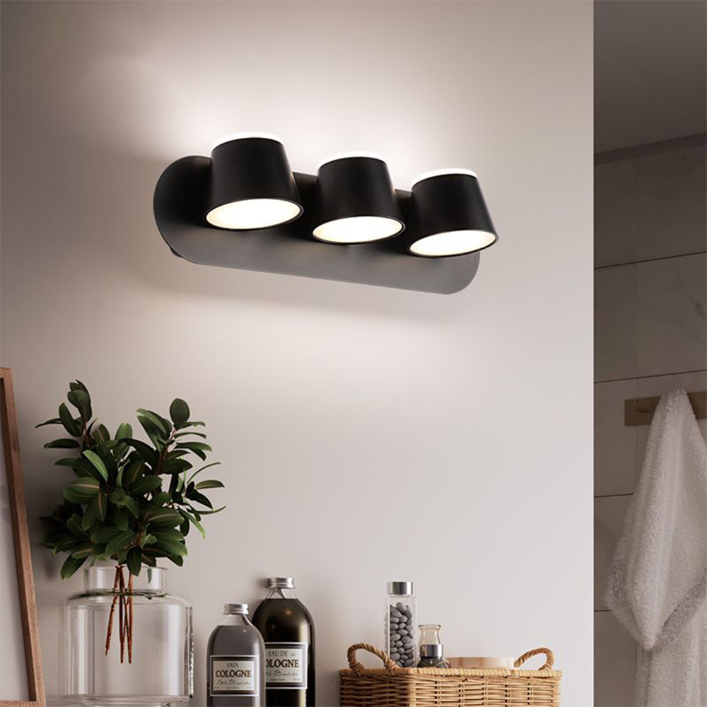 Arisha Modern Cylindrical Metal Mirror Front Wall Lamp, Black - Neutralighting