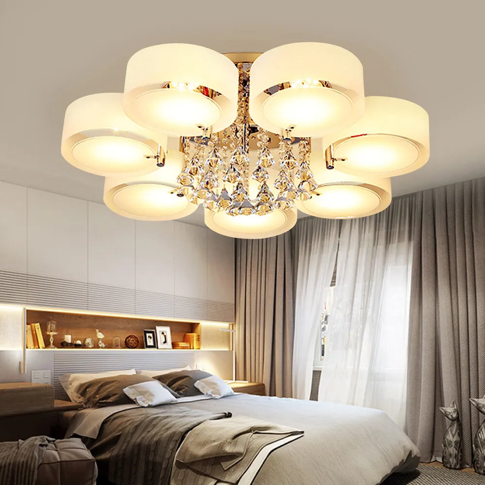 Arisha Flush Mount Ceiling Light Glass White Modern Round Hallway - Neutralighting