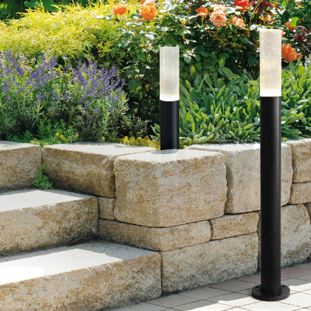 Ray Metal Cylindrical Outdoor Path Light, Black - Neutralighting