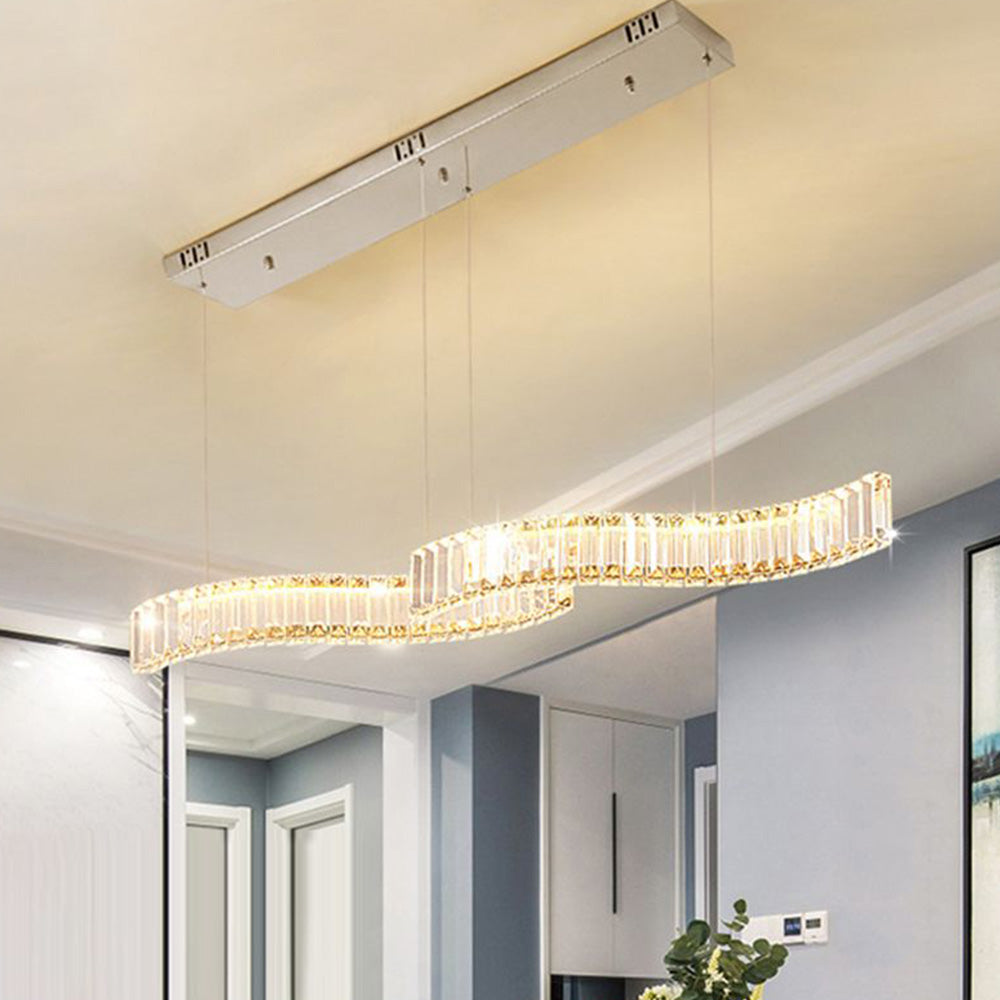 Kristy Luxury Wave Crystal/Metal Pendant Light, Silver/Gold - Neutralighting