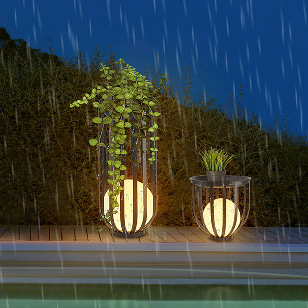 Ray Modern Globe Solar/Rechargeable Outdoor Floor Lamp, Black - Neutralighting