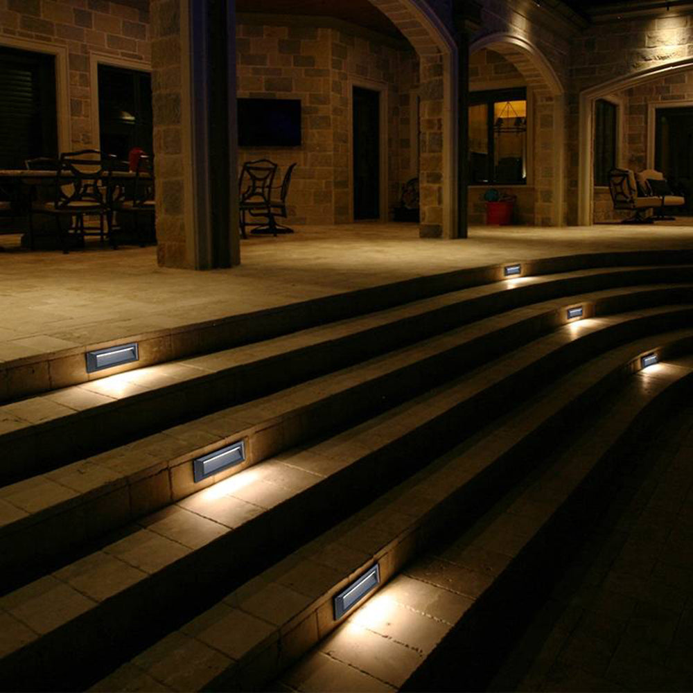 Ray Modern Metal Rectangular Outdoor Deck/Step Light, Black - Neutralighting