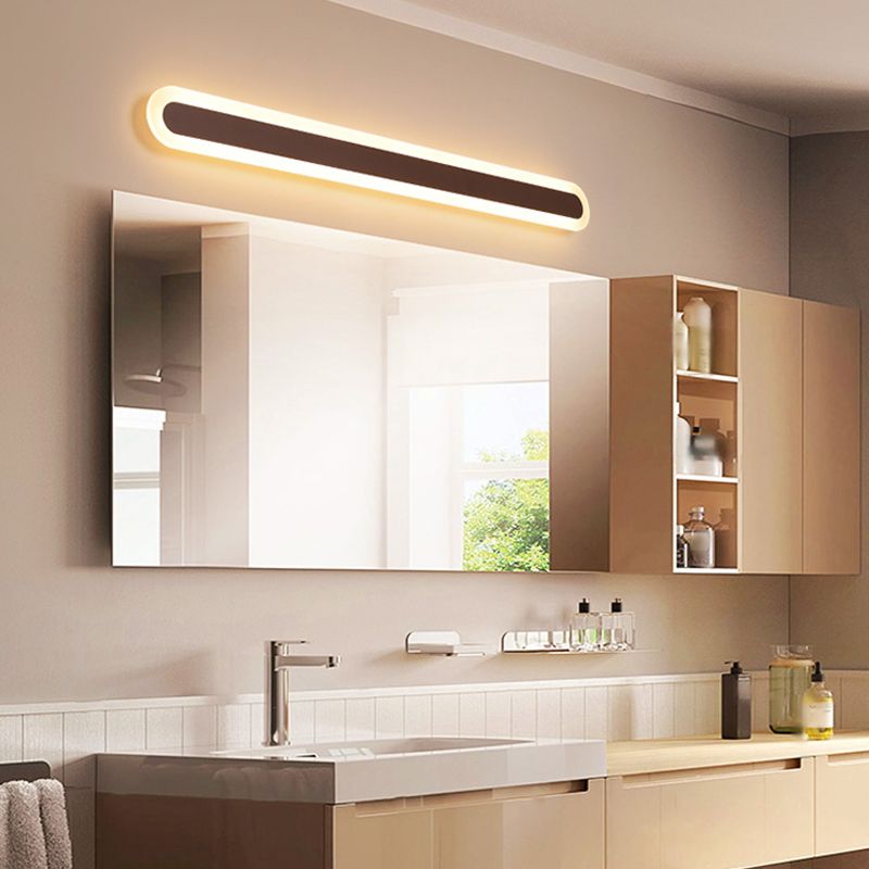 Arisha Modern Linear Vanity Wall Lamp, White/Brown, Bathroom - Neutralighting