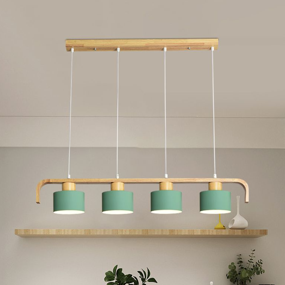 Valentina Pendant Light Cylinder Nordic, Bamboo, White/Green/Gray, Bedroom - Neutralighting