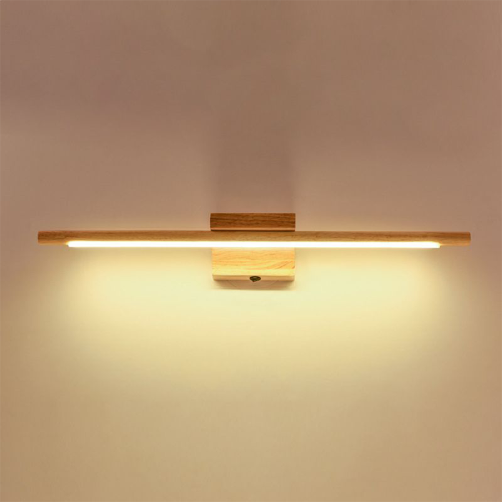 Muto Nature Wood Linear Mirror Front Vanity Wall Lamp - Neutralighting