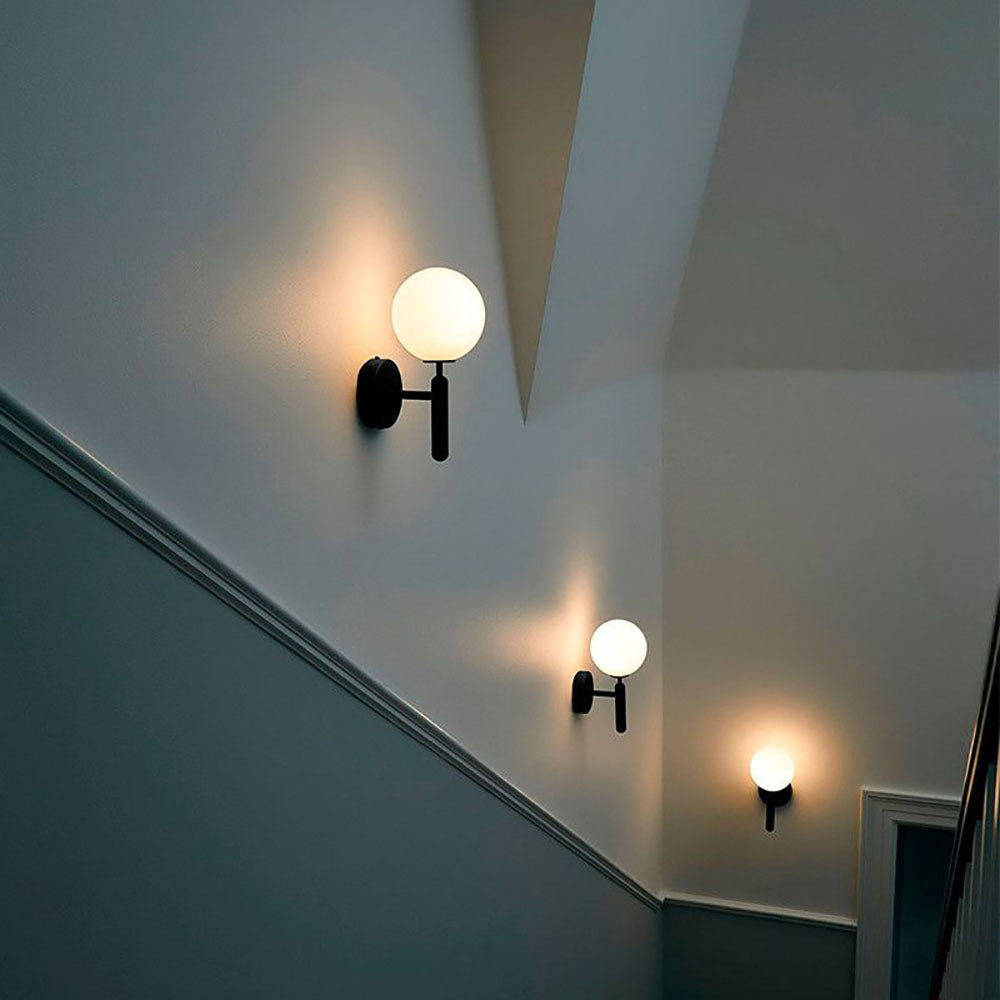 Valentina Wall Lamp Modern Globe, Metal/Glass, Black/Gold, Hallway - Neutralighting