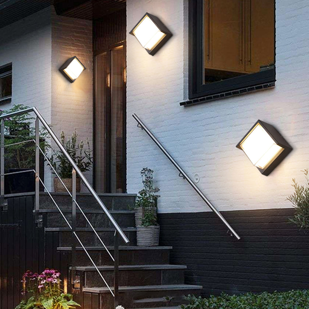 Ray Modern Square Metal Outdoor Wall Lamp Black White - Neutralighting