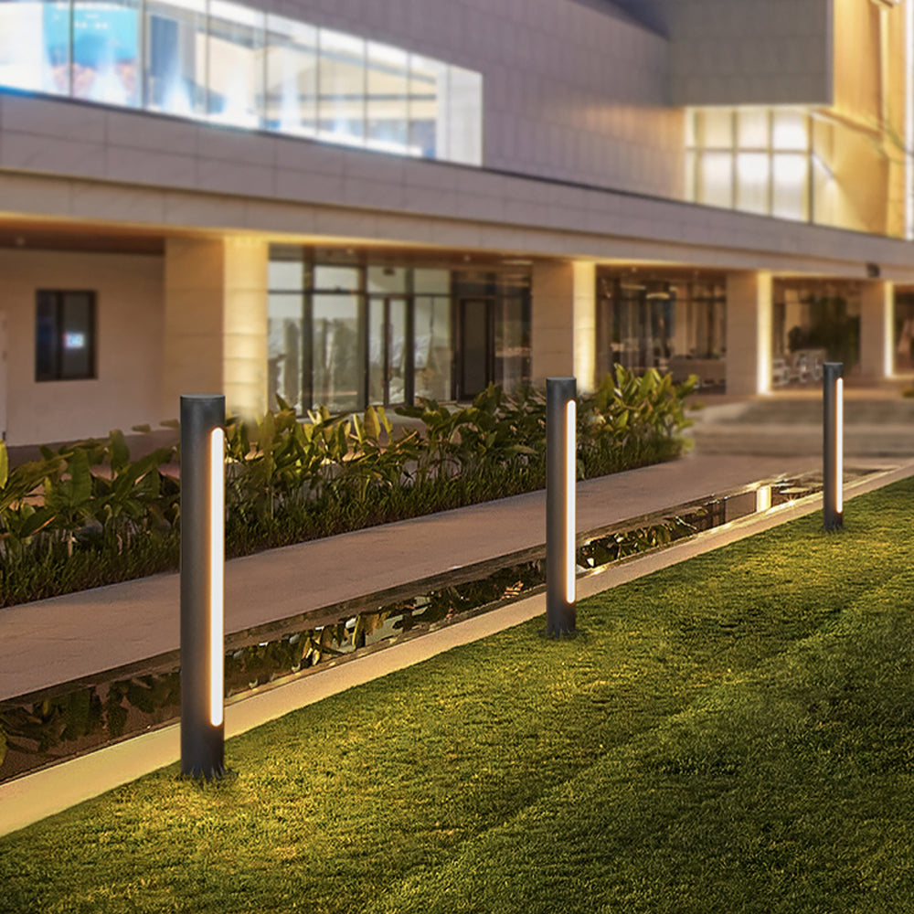 Ray Metal Cylindrical Linear Strip Outdoor Path Light, Black - Neutralighting