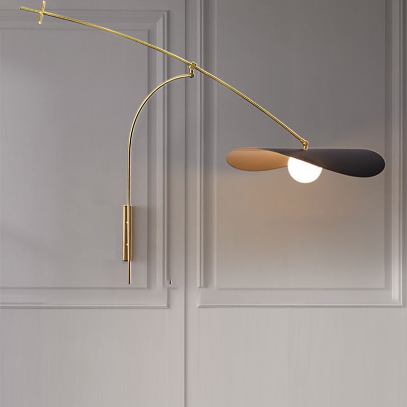 Arisha Arc Wall Lamp, Metal/Glass, Black/Gold, Bedroom - Neutralighting