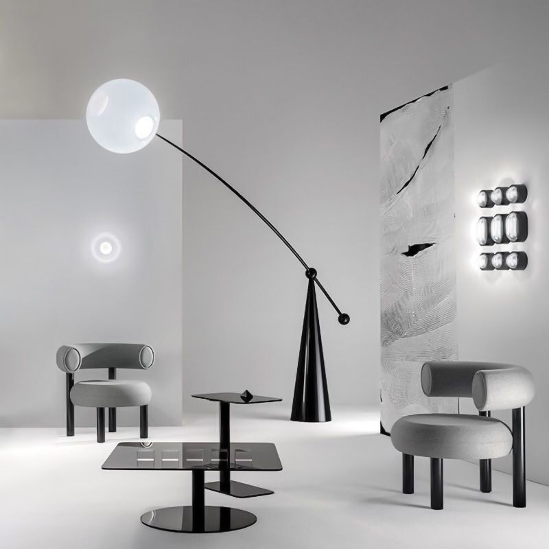 Valentina Floor Lamp Arc/Bubble Modern/Unique, Frosted Glass, White, Bedroom - Neutralighting